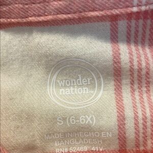 Wonder Nation Pink and White Plaid Top brand new